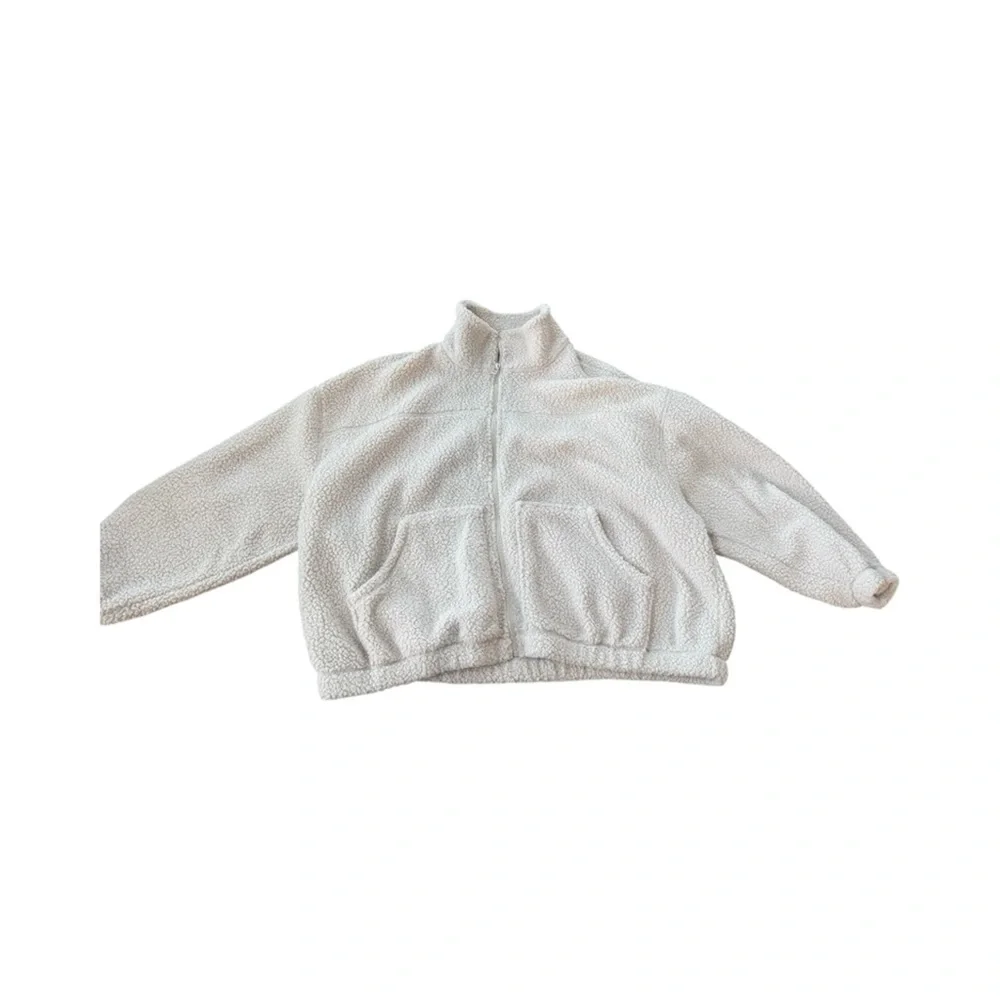 Old Navy - Slouchy Zip-Up Cream Sherpa Jacket - Size Large - Women's - Picture 4 of 4